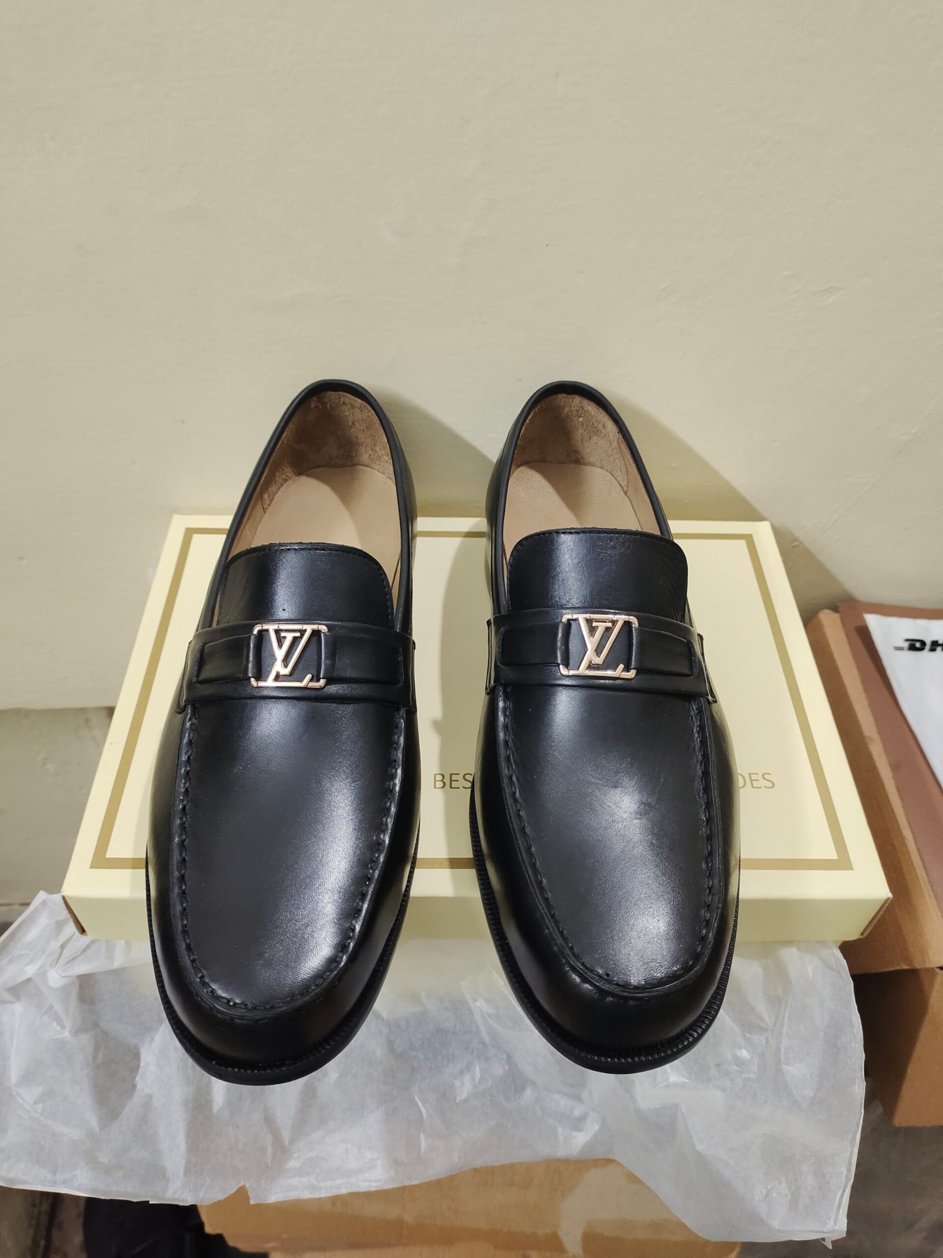 Handmade Premium Quality Black Calf Leather Slip on Loafers Shoes For Men’s