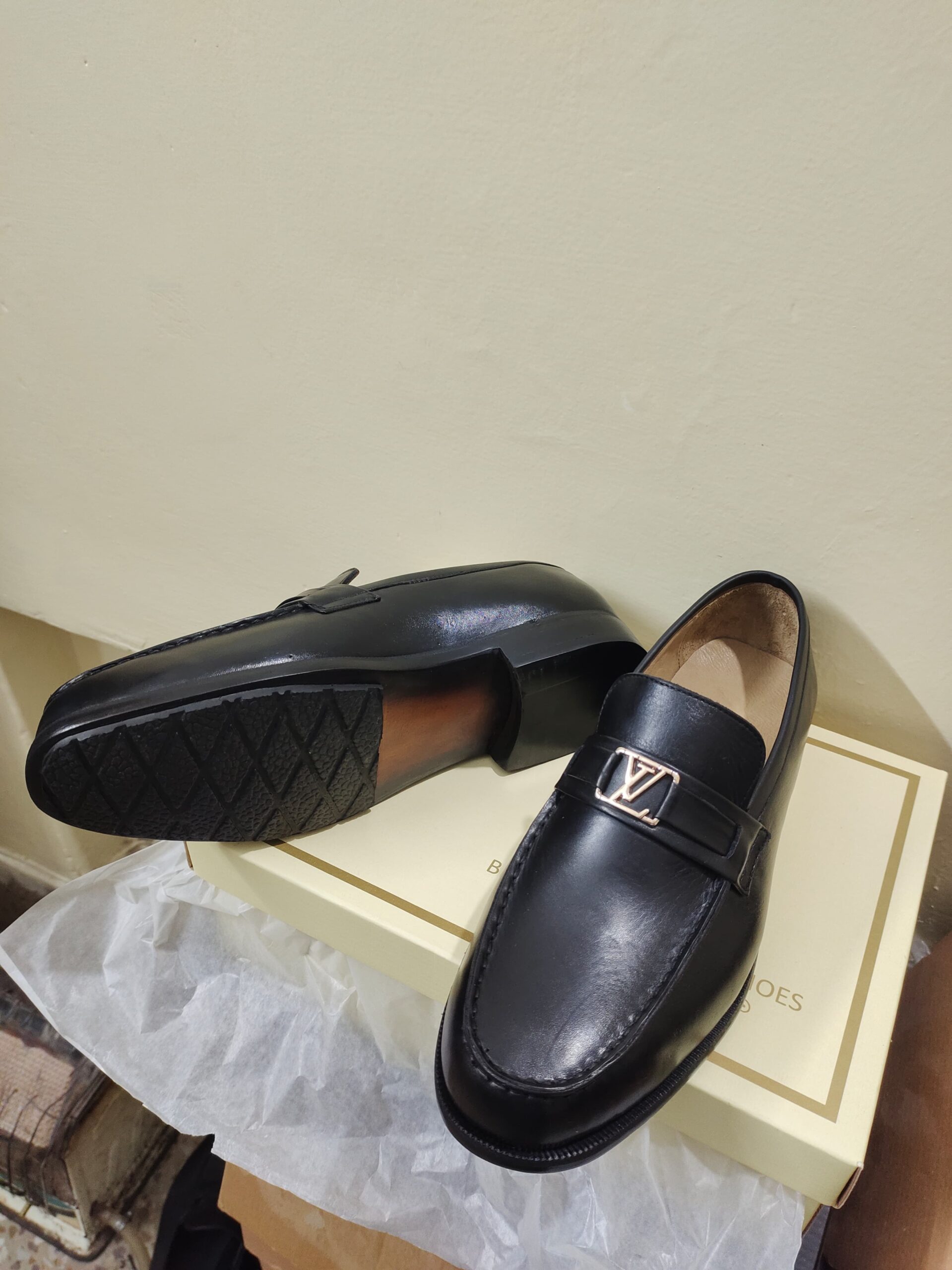 Handmade Premium Quality Black Calf Leather Slip on Loafers Shoes For Men’s