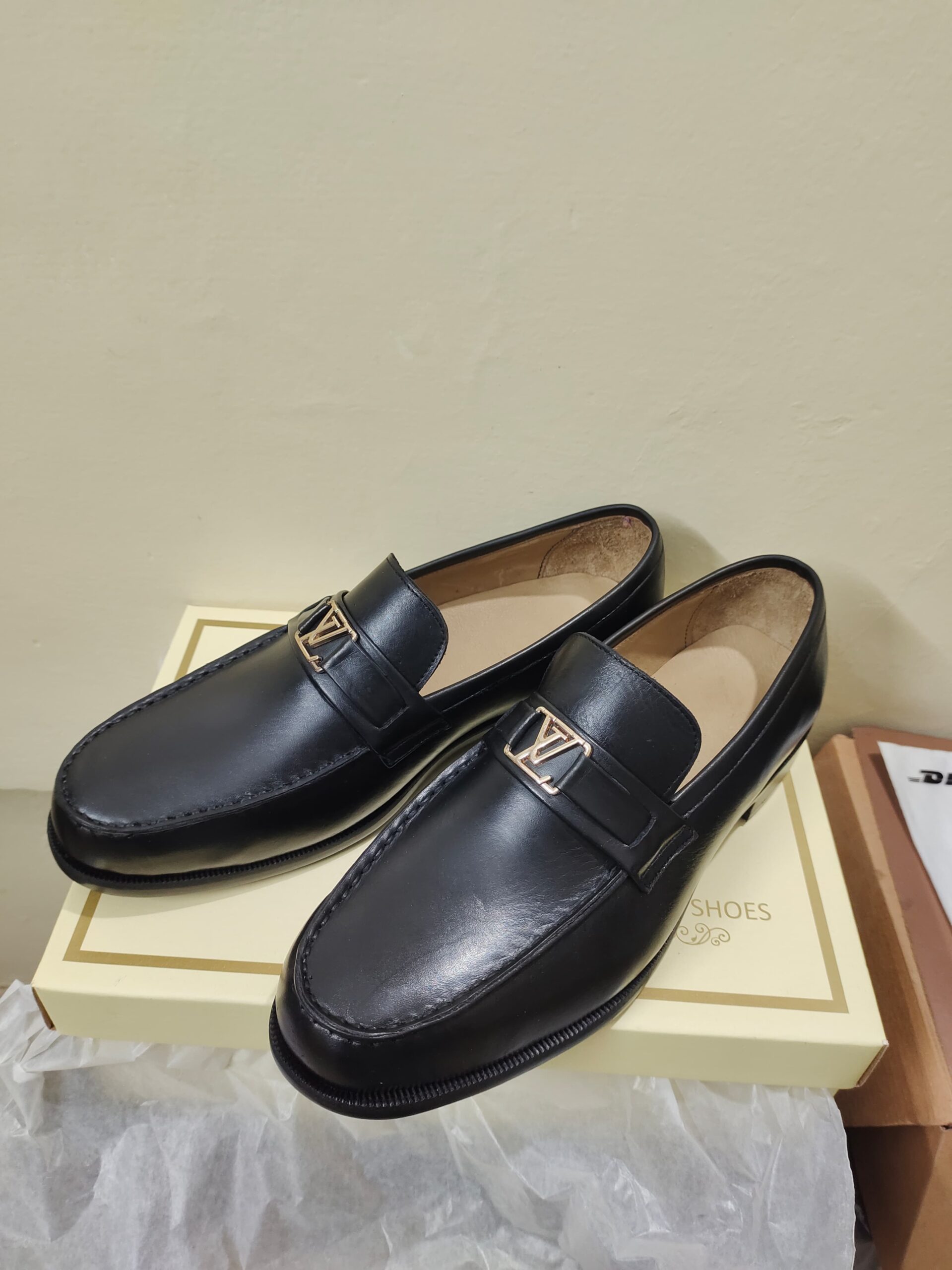 Handmade Premium Quality Black Calf Leather Slip on Loafers Shoes For Men’s
