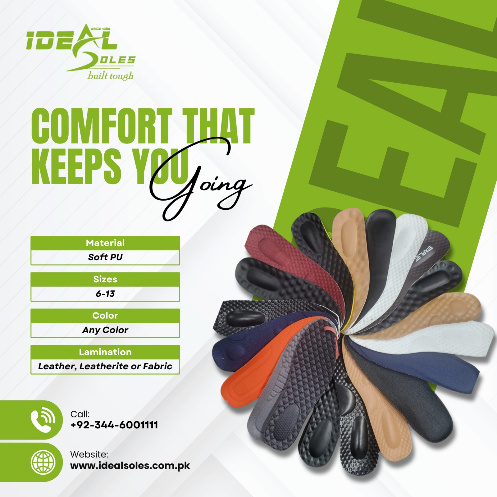 IDEAL SOLES/SOFT PU INSOCKS