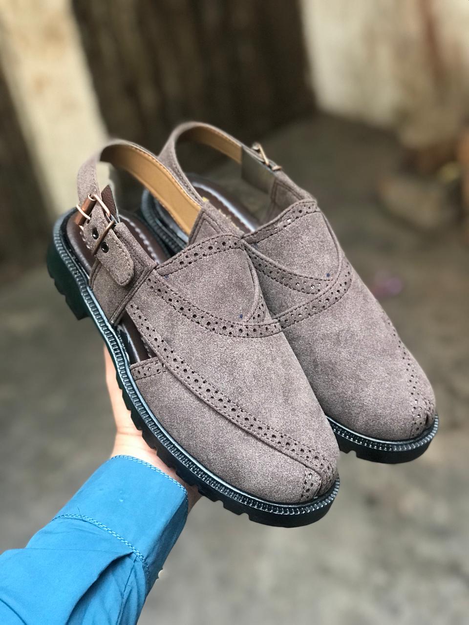 HAND MADE, MEN`S PESHAWARI CHAPPAL, SUEDE LEATHER