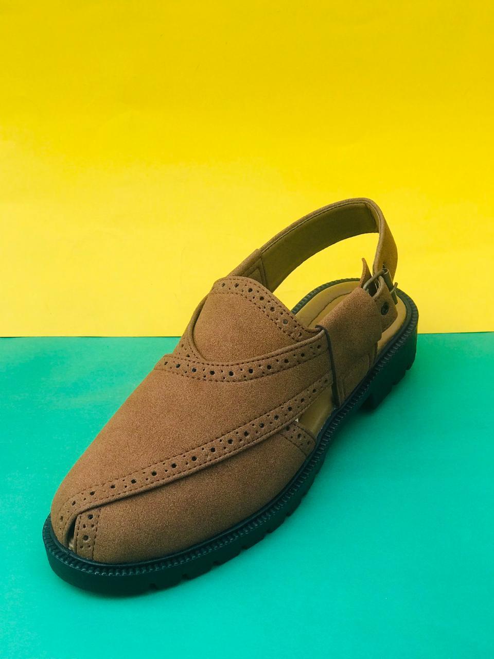 HAND MADE, MEN`S PESHAWARI CHAPPAL, SUEDE LEATHER