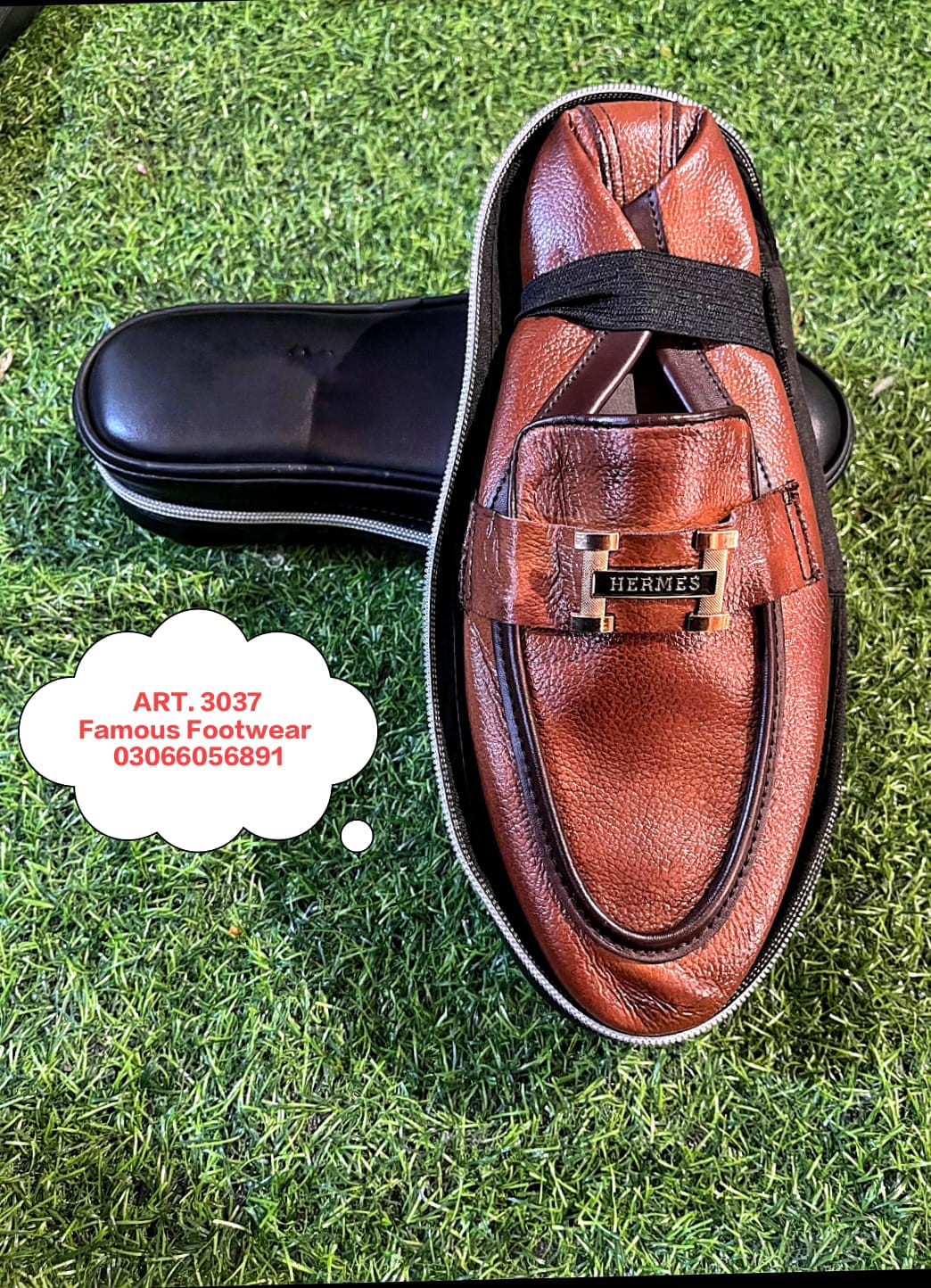 Famous Footwear, Leather Loafers – Polished Men’s Dress Shoes with Metal Ornament, Perfect for Office & Formal Events