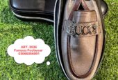 Famous Footwear, Leather Loafers – Polished Men’s Dress Shoes with Metal Ornament, Perfect for Office & Formal Events