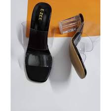 FASHION STEP Ruby Transperent Heels (Black)