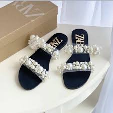 ZARA PEARL FLAT(BROWN)