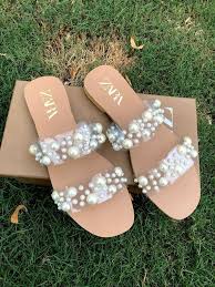 ZARA PEARL FLAT(BROWN)
