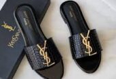 Women’s flats slippers YSL CROCODILE FLAT ( BLACK)