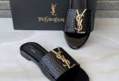 Women’s flats slippers YSL CROCODILE FLAT ( BLACK)