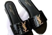 Women’s flats slippers YSL CROCODILE FLAT ( BLACK)