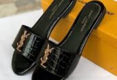 Women’s flats slippers YSL CROCODILE FLAT ( BLACK)