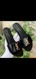 Women’s flats slippers YSL CROCODILE FLAT ( BLACK)
