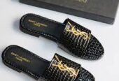 Women’s flats slippers YSL CROCODILE FLAT ( BLACK)