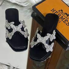 Crystal women’s butterfly Slides (Full Black) Regular price