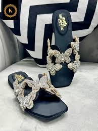 Crystal women’s butterfly Slides (Full Black) Regular price