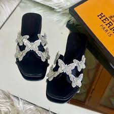 Crystal women’s butterfly Slides (Full Black) Regular price