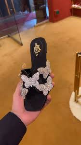 Crystal women’s butterfly Slides (Full Black) Regular price