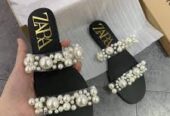 ZARA PEARL FLAT(BROWN)
