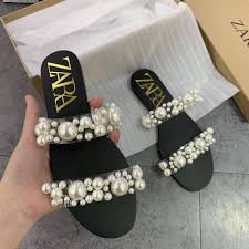 ZARA PEARL FLAT(BROWN)