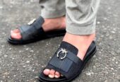 Men’s slippers leather made and Rubber sole