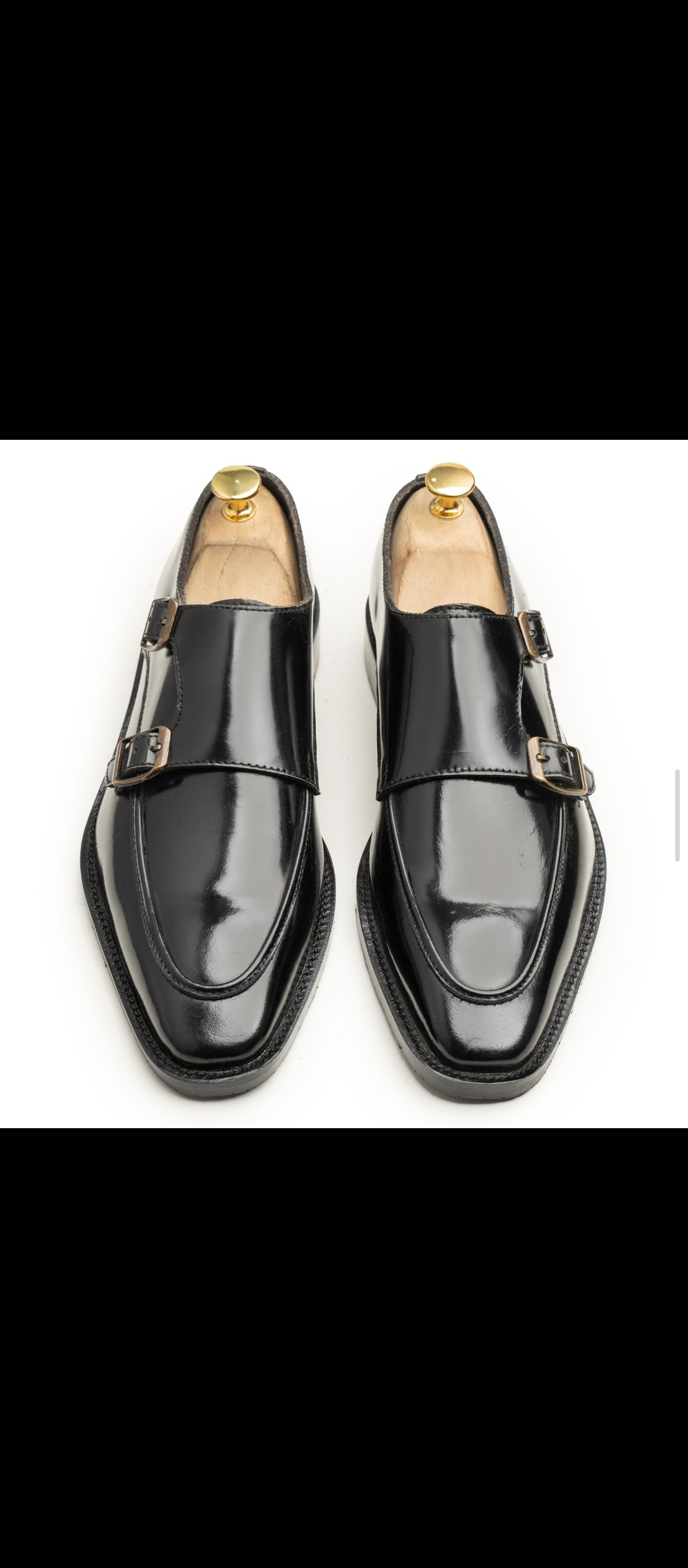 mens dress Black patent leather monkstrap