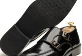 mens dress Black patent leather monkstrap