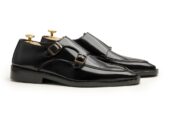mens dress Black patent leather monkstrap