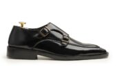 mens dress Black patent leather monkstrap