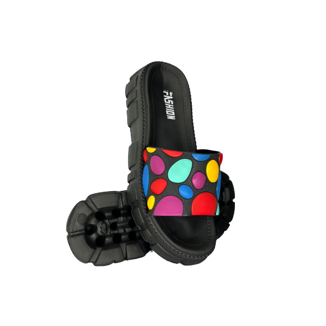 Black Slippers with Colorful Pebbles mens