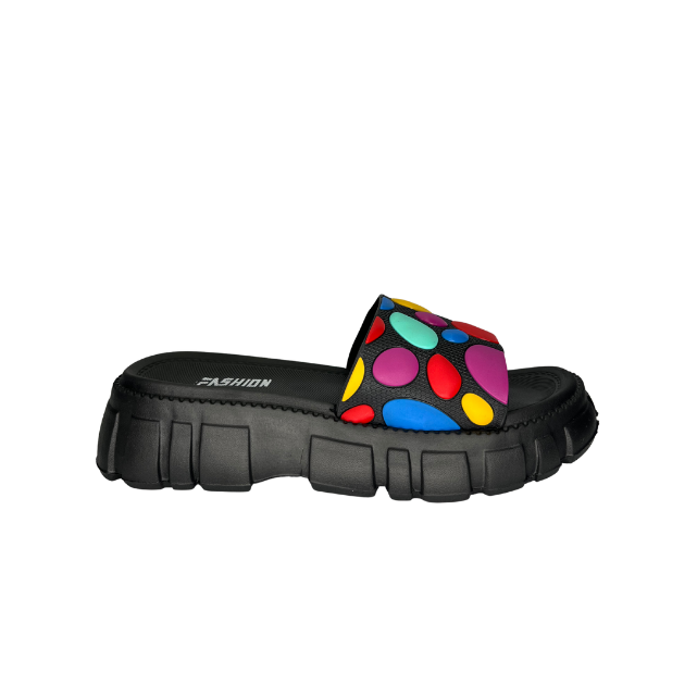 Black Slippers with Colorful Pebbles mens