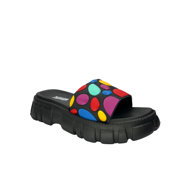 Black Slippers with Colorful Pebbles mens