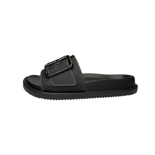 Men’s Black Buckle Slide Slippers