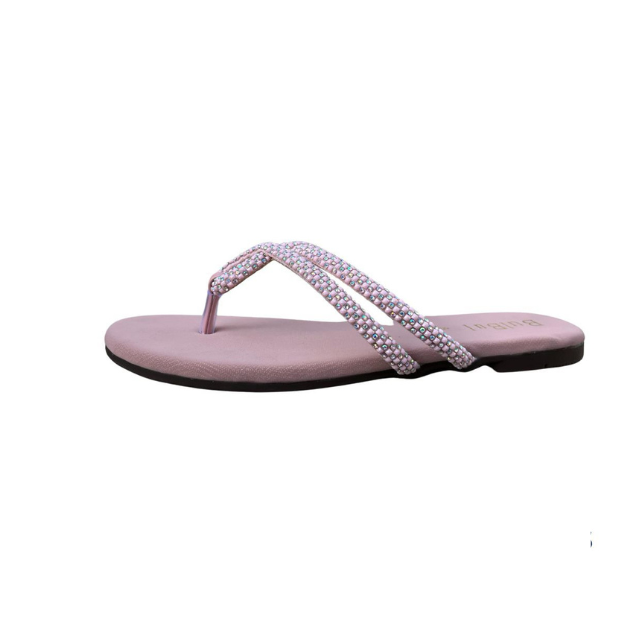 Crystal Slip-On Flat Slippers womens
