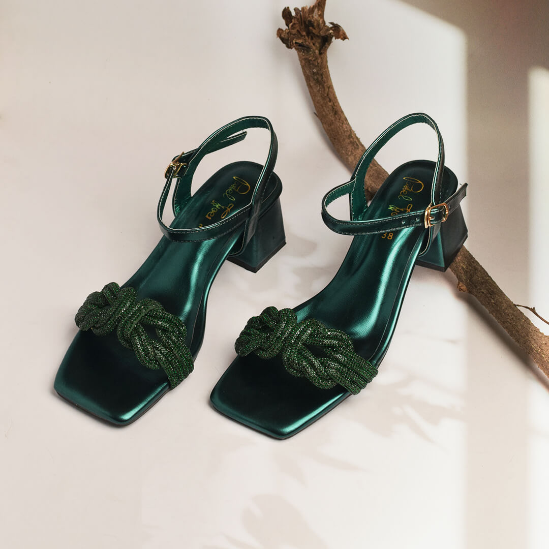 Women’s Florence Block Heel – Green/Black