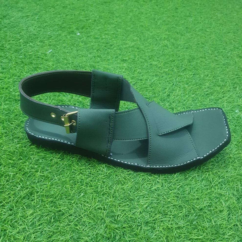 Mens Beautiful Design Of Peshawari Chappal In Dark Green Color code/A23