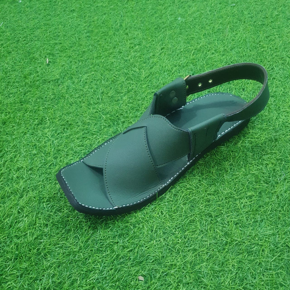Mens Beautiful Design Of Peshawari Chappal In Dark Green Color code/A23