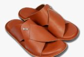 Mens Soft and Easy to wear slippers upper leather soles rubber