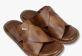 Mens Soft and Easy to wear slippers upper leather soles rubber