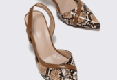 Snake skin Stiletto Heeled Slingback womens