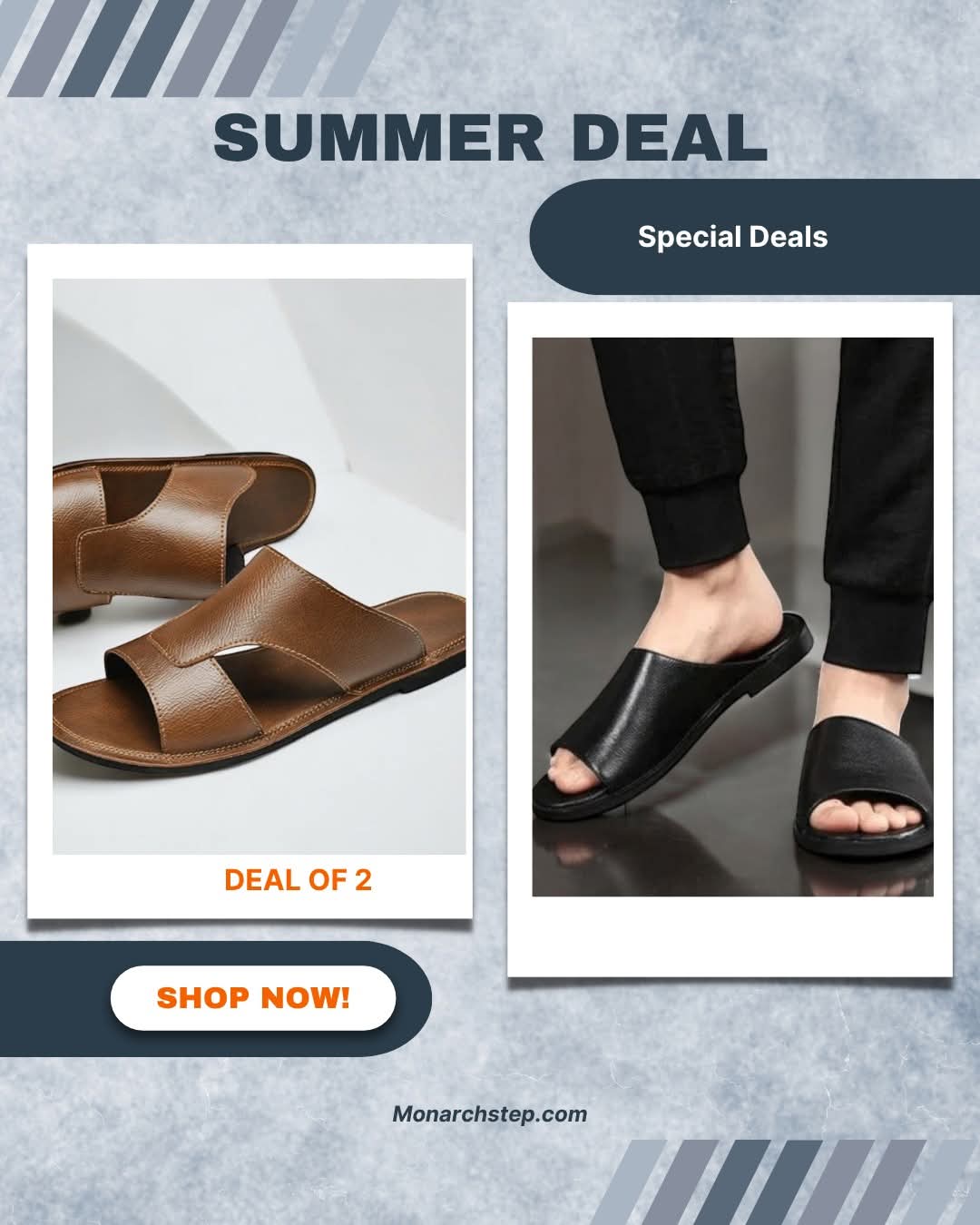 Mens slippers 🎉Leather Slide Slippers- 16590