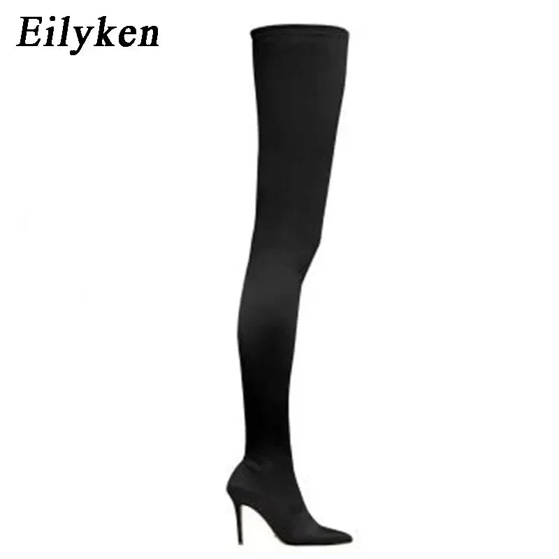 Black Thigh High Boots Over The Knee Elastic Stretch Boots Women