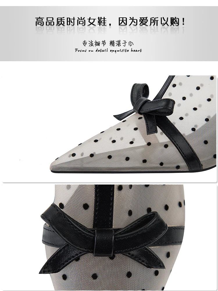 Fashion Women Ankle Boots Pointed Toe Short Pointed Toe Bow Design Thin Low Heels Back Zipper Fashion Boots Air Mesh Boots SKU: NA -991- 01