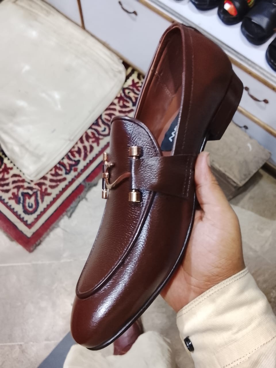 Leather shoes loafers mens