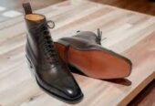 Men’s New Handmade Brown Leather Marching Latest Party Ankle High Formal Boots