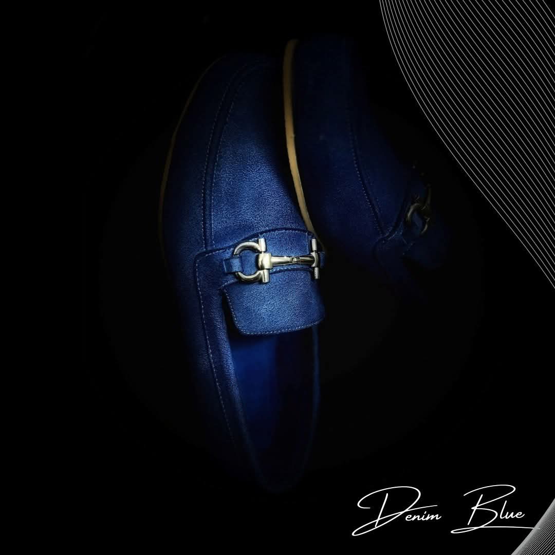 Denim Blue Suede Loafers mens