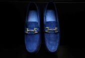 Denim Blue Suede Loafers mens
