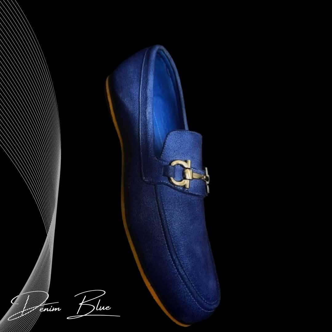 Denim Blue Suede Loafers mens