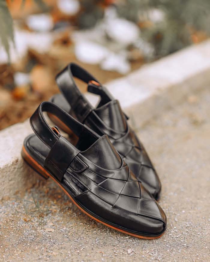 knitting Black Peshawari Chappal _sku 974 mens