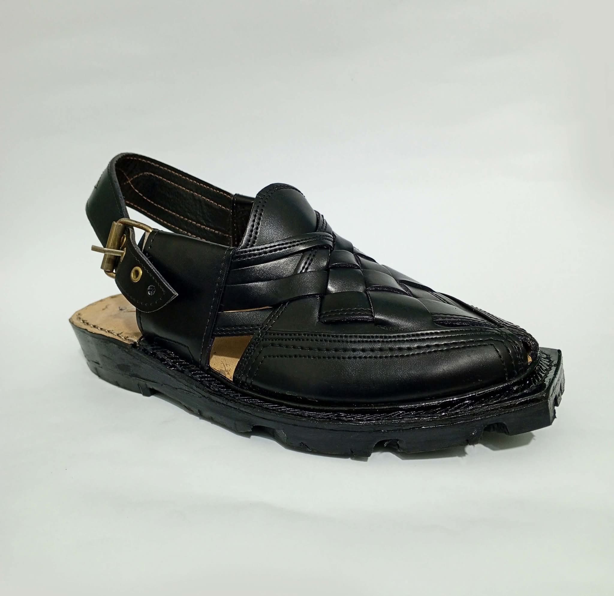 Code: BK-101 Black Quetta Naurozi mens Leather Chappal