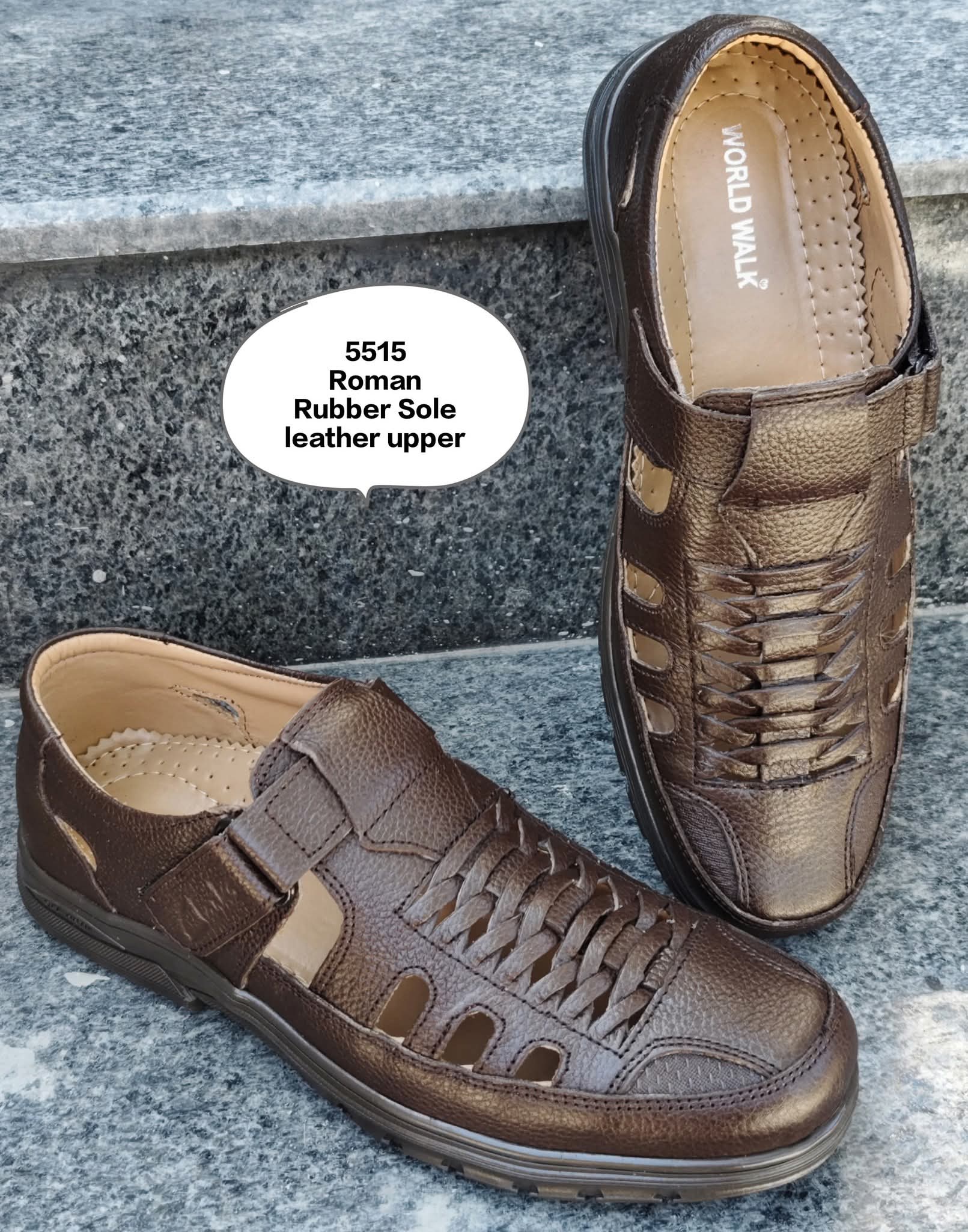 Roman sandal rubber sole upper leather mens